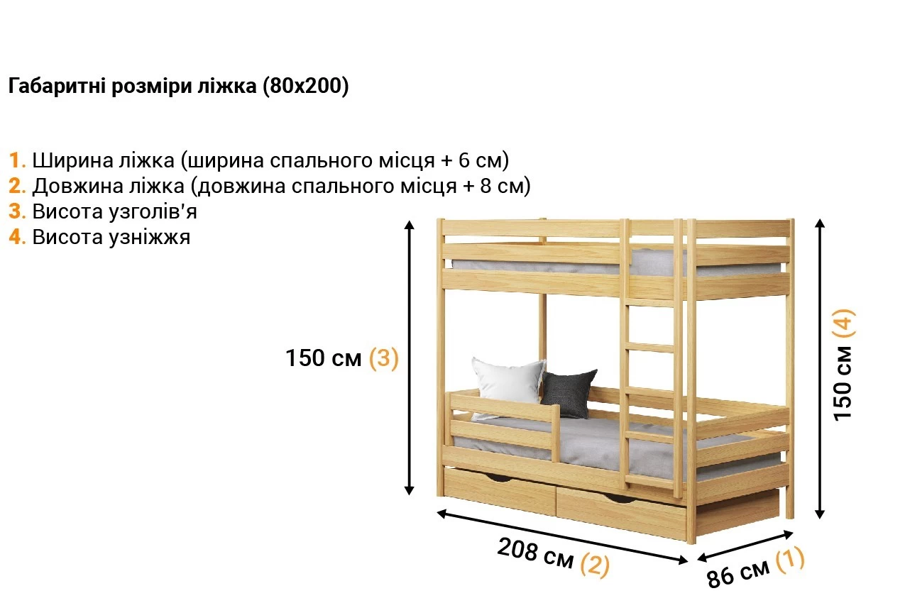 Двоярусне ліжко Дует недорого