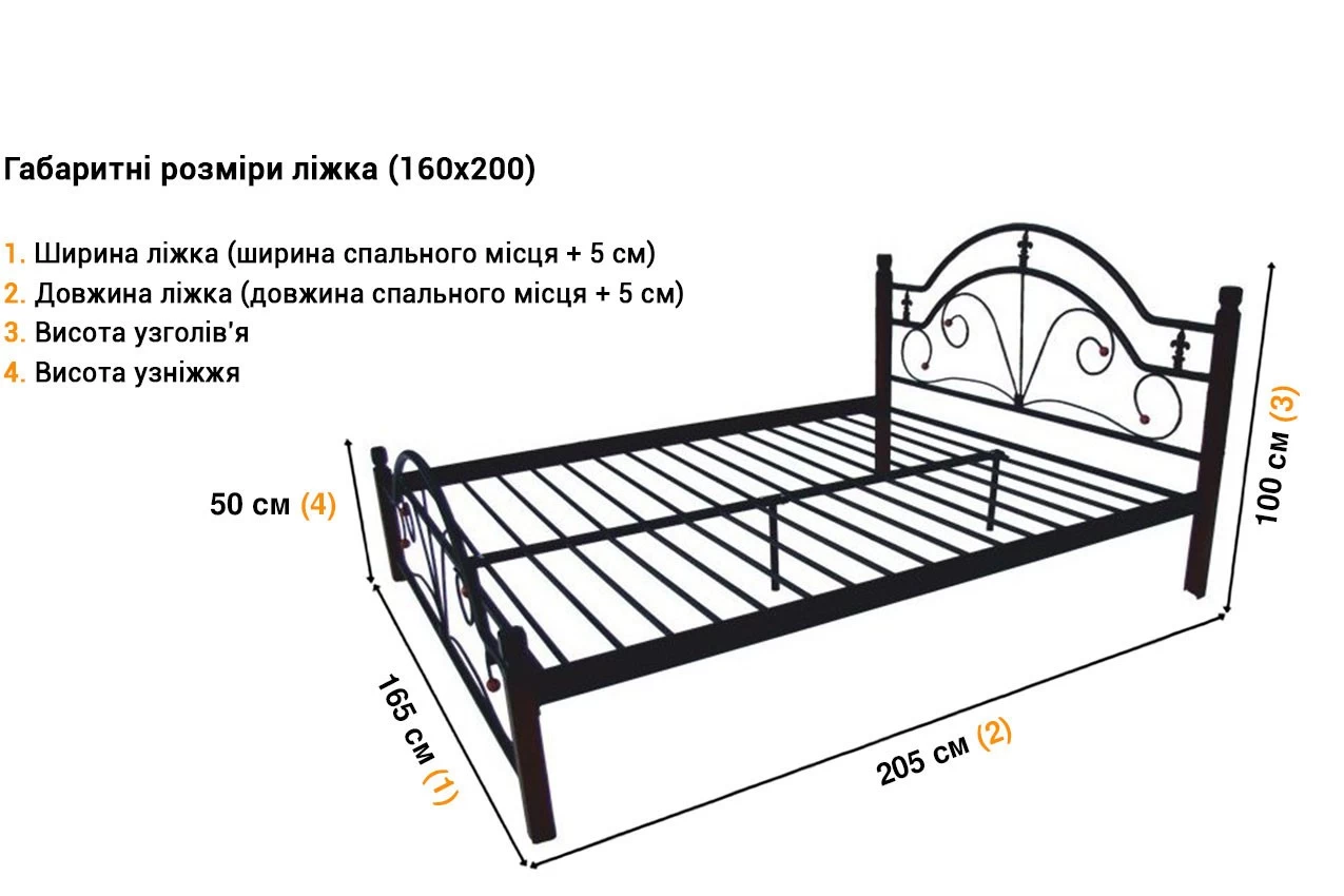 Металеве ліжко Діана з дерев'яними ніжками недорого