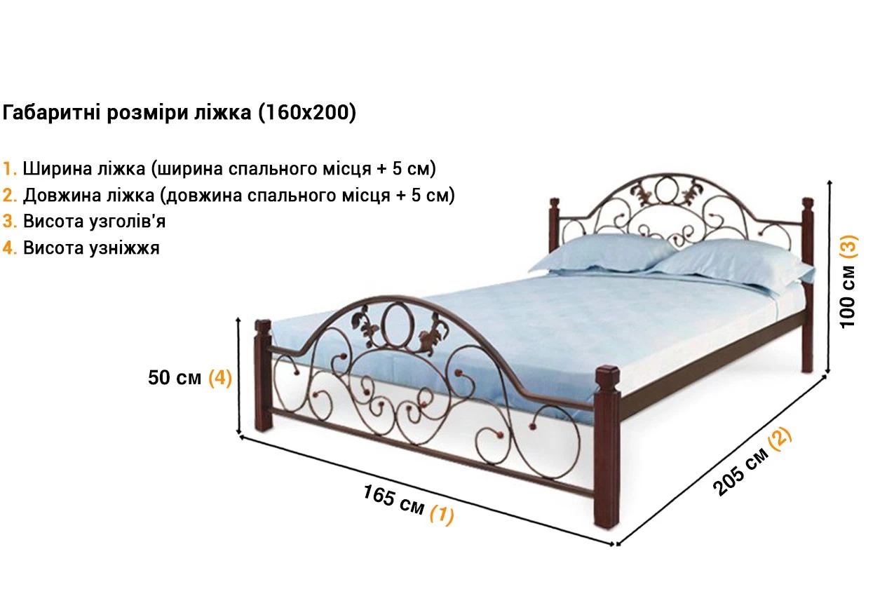 Металлическая кровать Франческа с деревянными ножками недорого